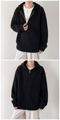 Hollow Out Hooded Cardigan Unisex Ripped Knit Sweater Coat Trendy Streetwear