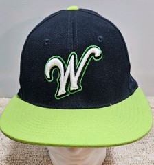 Worchester Bravehearts Baseball Hat Cap Stretch Fitted L/XL Black & Neon Green