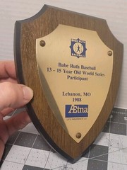 Babe Ruth Baseball Youth World Series-Lebanon, Missouri 1988 AETNA Award Plaque