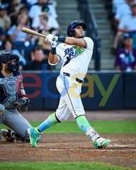 Jonathan Aranda Walk Off Home Run Swing Tampa Bay Rays 8×10 MLB Baseball Photo