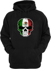 Mexico Flag Skull Sweater Hoodie for Men Color Black-Grey