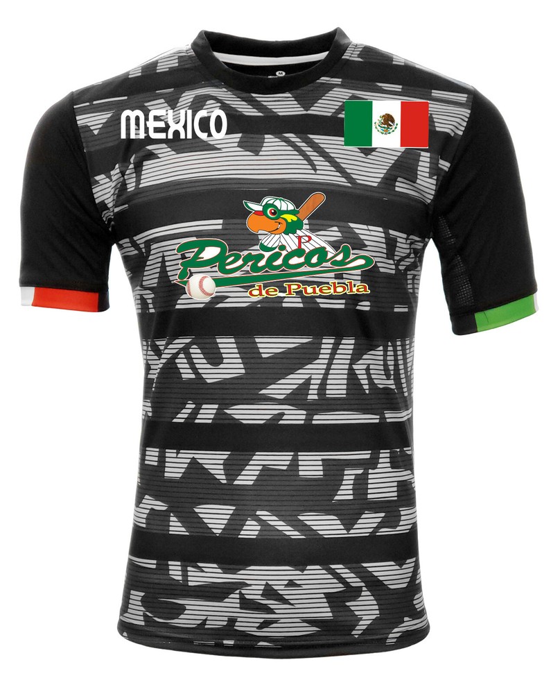 Jersey Mexico Pericos de Puebla 100% Polyester BlackGrey_Made in Mexico